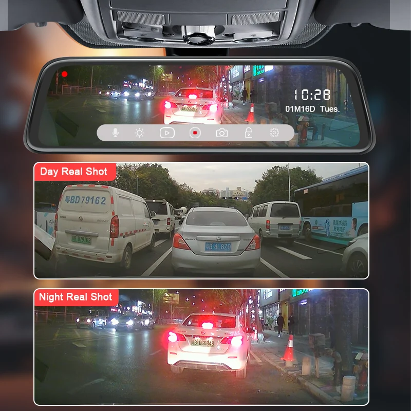 MHM 10 ''ips сенсорный экран 1080 P Автомобильный видеорегистратор с двойным