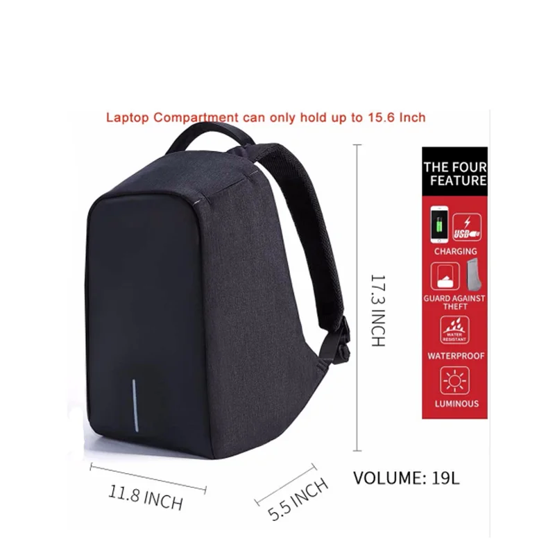 HHD-GJ Men backpack schoolbags 15&quot17&quot Laptop Backpack External USB Charge Women Backpacks for girls travel Waterproof Bags |