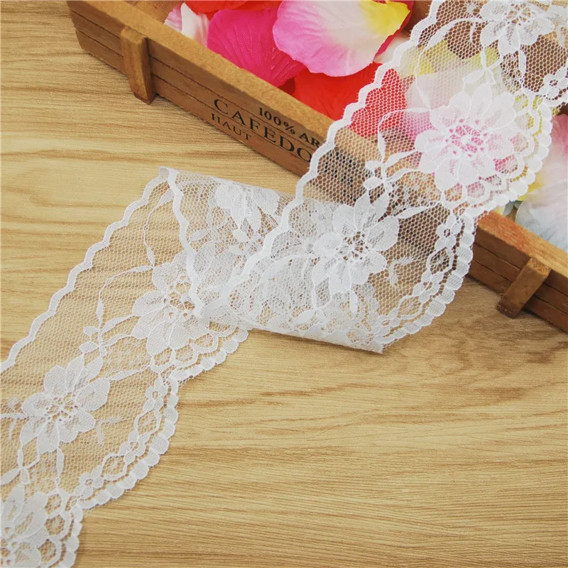60mm Polyester Lace Trim White Fabric Sewing Accessories Cloth Wedding Dress Decoration Ribbon Craft Supplies 200yards L730-1 | Дом и сад