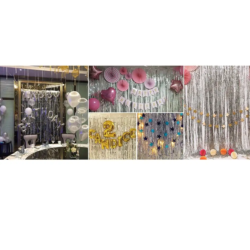 Золотые розовые радужные блестящие дождевые занавески 1*2 метра вечерние ничный