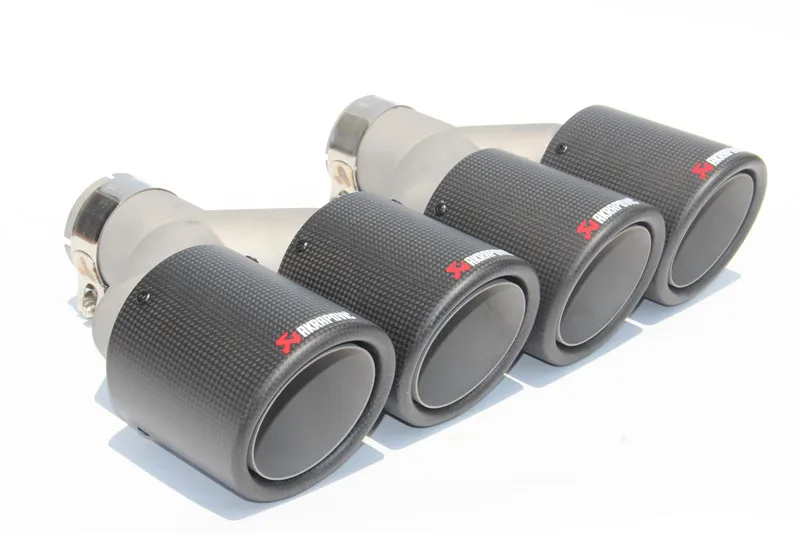 Автомобильный Стайлинг 2 шт. Inlet63mm-outlet101mm Akrapovic углеродный выхлопной наконечник двойной для Audi глушитель выхлопной трубы(model63-101