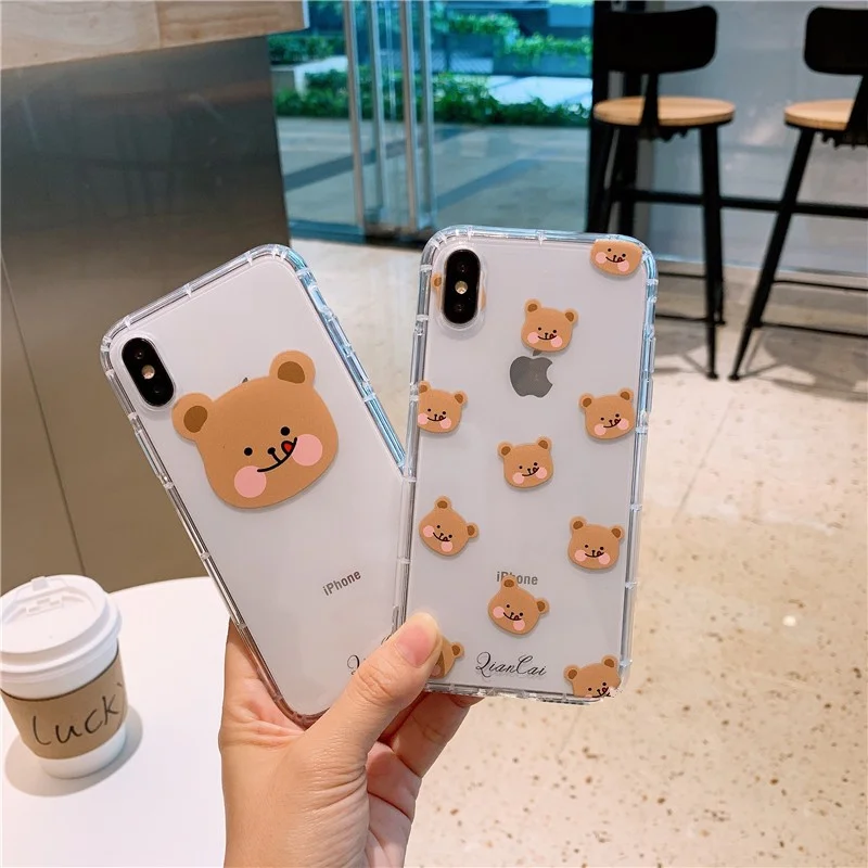 Чехол с мишками в Корейском стиле для iPhone 8 6 6s 7 plus xs max милый корейский чехол
