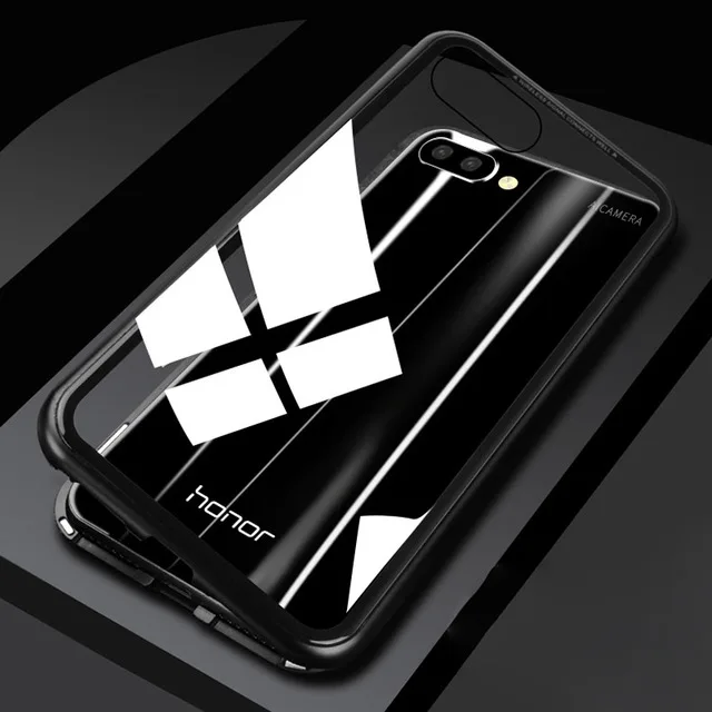 Bakeey 360 металлический чехол с магнитной адсорбцией для huawei Honor 10, защитный чехол из закаленного стекла на заднюю панель s, чехол для Honor 10 - Цвет: Черный