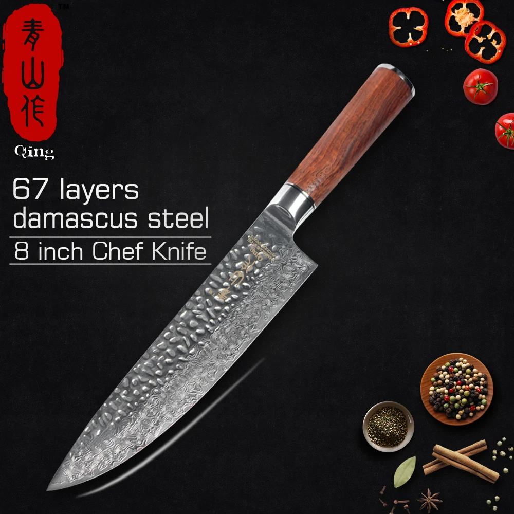 QING Hammer дамасский клинок нож ручной работы кованая Дамасская сталь 8 &quotнож