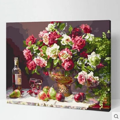 MaHuaf-A037 цветок DIY картина маслом по номерам бескаркасная Ручная роспись холст