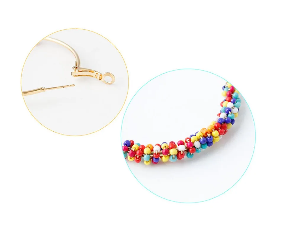 Женские серьги-кольца винтажные Винтажные серьги Бохо золотого цвета с бусинами