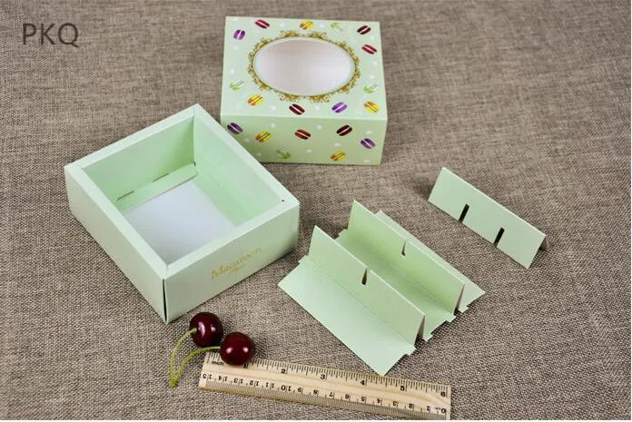 20 штук мини-кекс коробка с окном Зеленый Розовый Бумага для упаковки подарка