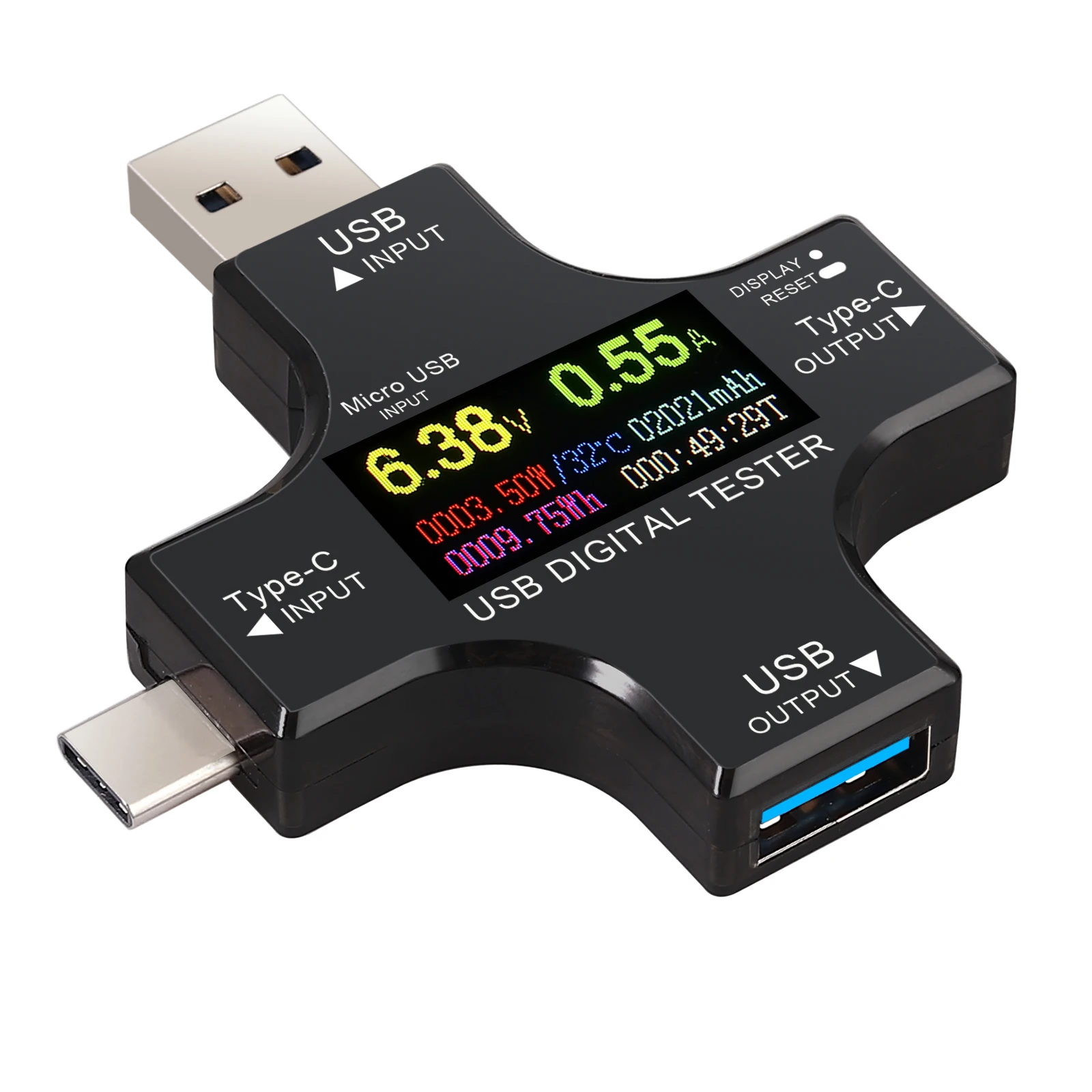 Цифровой мультиметр Proster 2 в 1 USB тестер с цветным экраном и ЖК дисплеем детектор