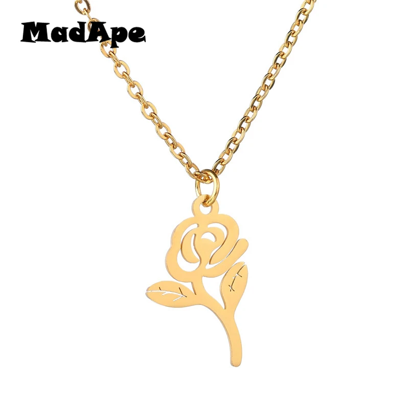Женское колье чокер MadApe Bijoux Femme Collier Золотистое Ожерелье с розовым цветком