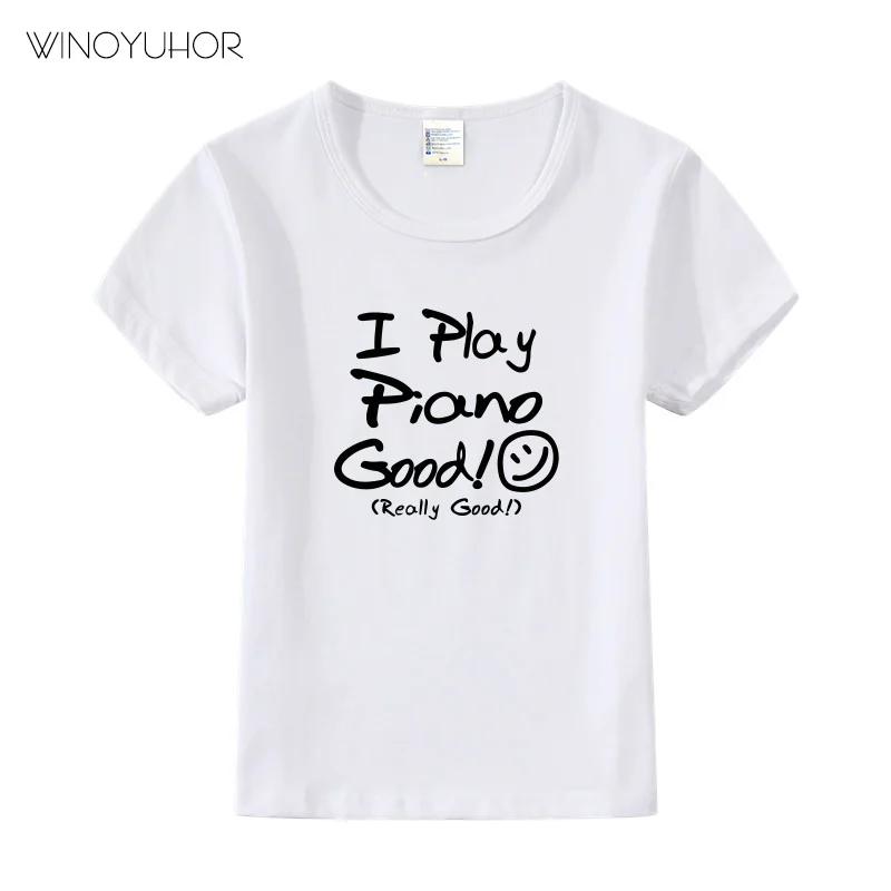 Футболка с надписью I Play Piano Good Детская летняя футболка коротким рукавом подарок