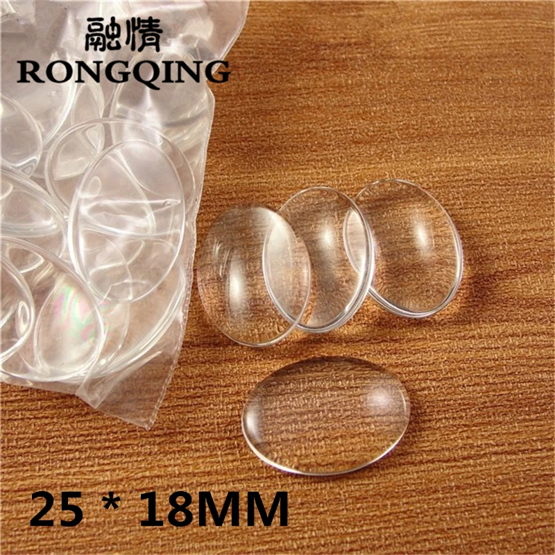 

RONGQING 25*18MM 50pcs/lot Oval Cabochon DIY Handmade Clear Glass Cameos Jewelry Accessories