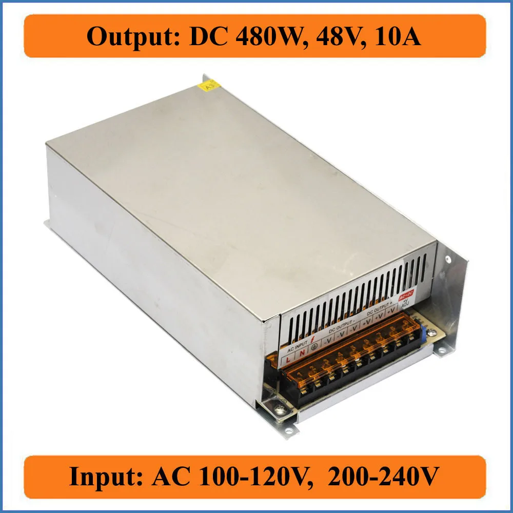 480W 48V 10A переключение Питание Напряжение AC100-240V Вход трансформатор переменного