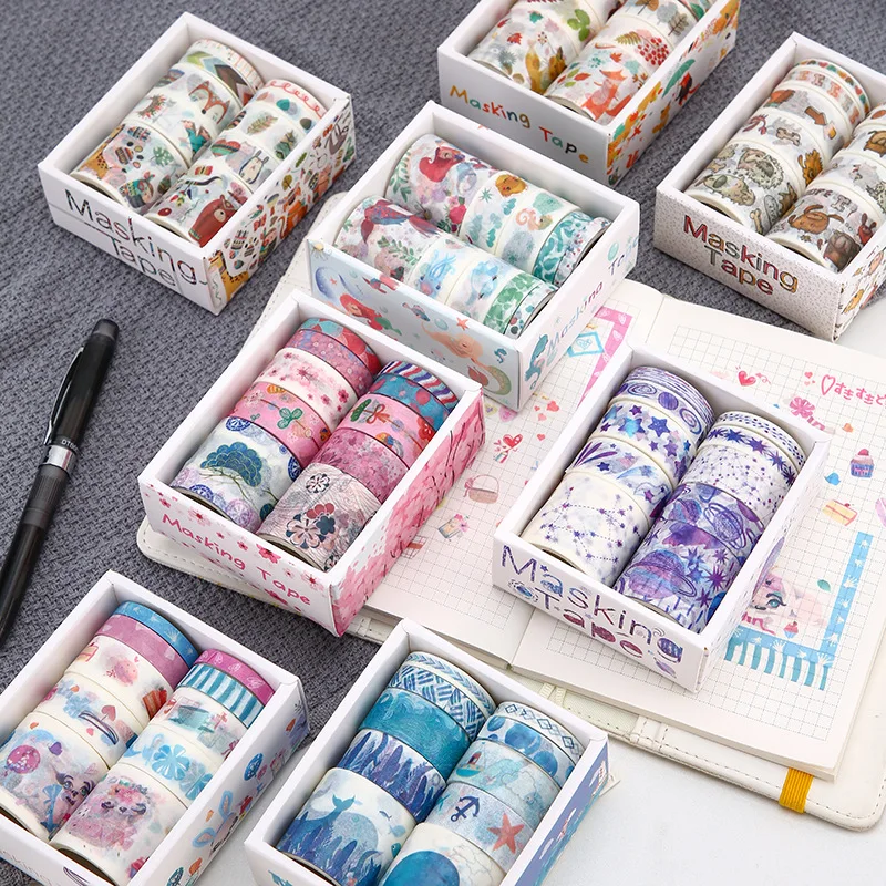 

10 Rolls Masking Washi Tape Set Starry Sky DIY Label Sticker Adhesive Tape Japanese Scrapbooking Masking Tapes For Photo Album