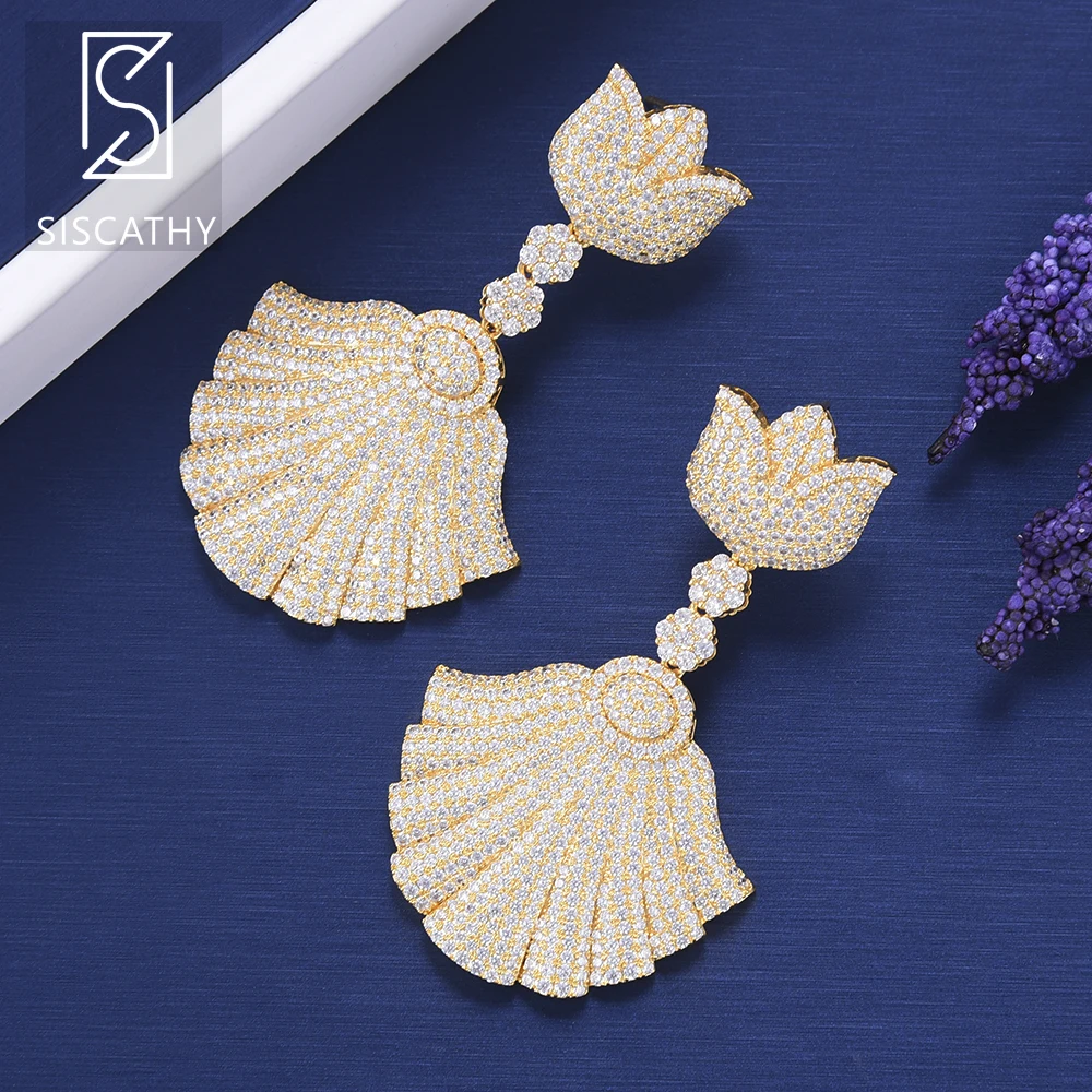 Женские серьги с цветочным кулоном SISCATHY серьги-капельки фианитом в нигерийском