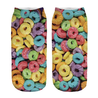 Socks 42282 Женские 3D носки, забавные носки с принтом гамбургера, Пончика, десерта, Повседневные Носки с рисунком еды, короткие носки - Цвет: Socks 42282