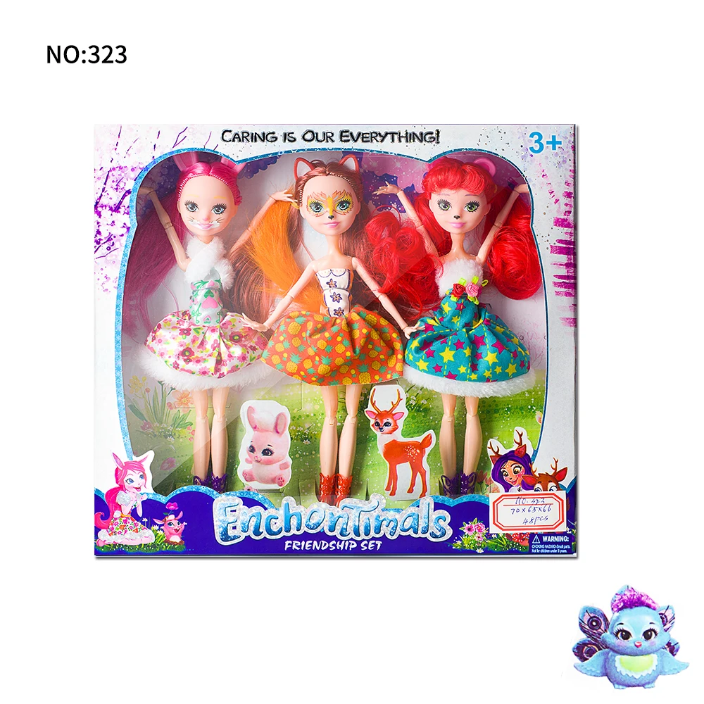 3 шт. шарниры Enchantimals кукла игрушка для девочек Ограниченная Коллекция аниме модель пупи кукла для девочек Подарки 27 см