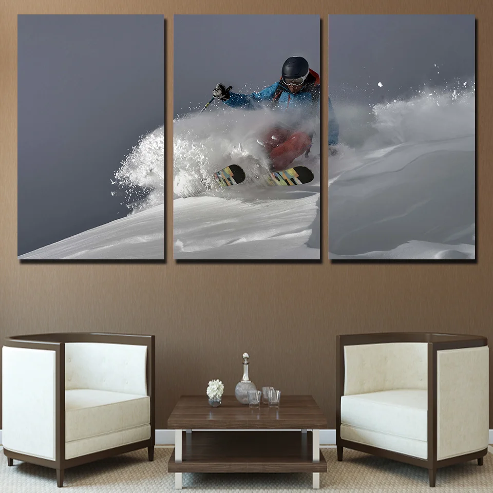 3 Панели холст картина с лыжником X-Game украшение для дома настенная живопись