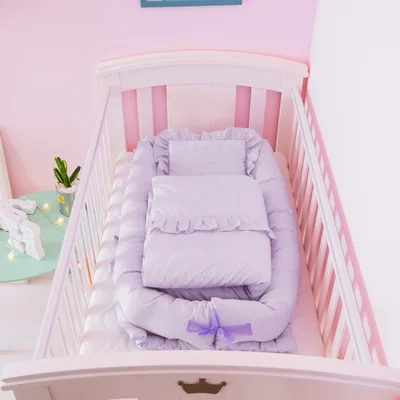Purple Луна лодка кровать BB кровать портативная кроватка детская кровать новорожденный матрас - Цвет: Purple
