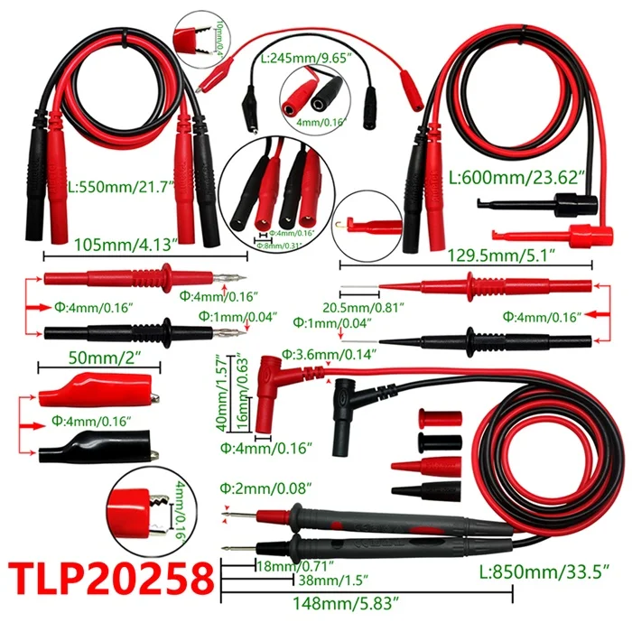TLP20258 Aidetek силиконовый резиновый Провод 7 в 1 Набор игла наконечник Крокодил Зажимы мини-захват Тестовые провода мультиметр DMM тестер TLP20258 - Цвет: TLP20258
