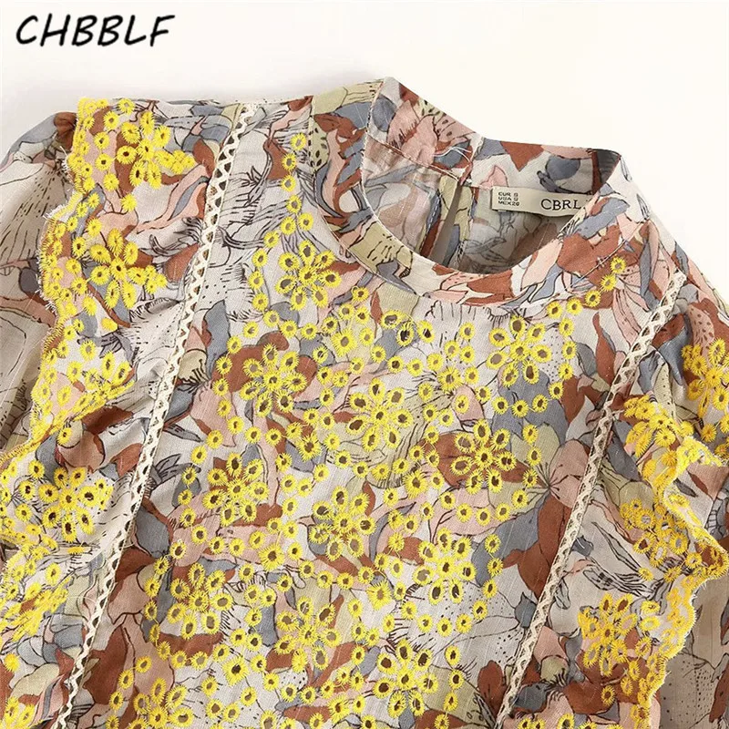 Блузка CHBBLF Женская винтажная с длинным рукавом и рюшами| |