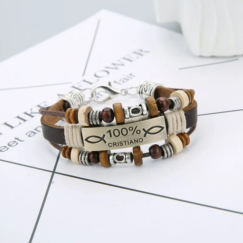 DC ручной работы бисер деревянные бусины кожаные браслеты модная застежка для