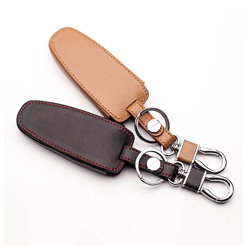 

For Ford Edge 5 Smart Key 5 Buttons L216 protect shell Top layer Leather Case Remote Key Chains Holder Cover Key Case Fob