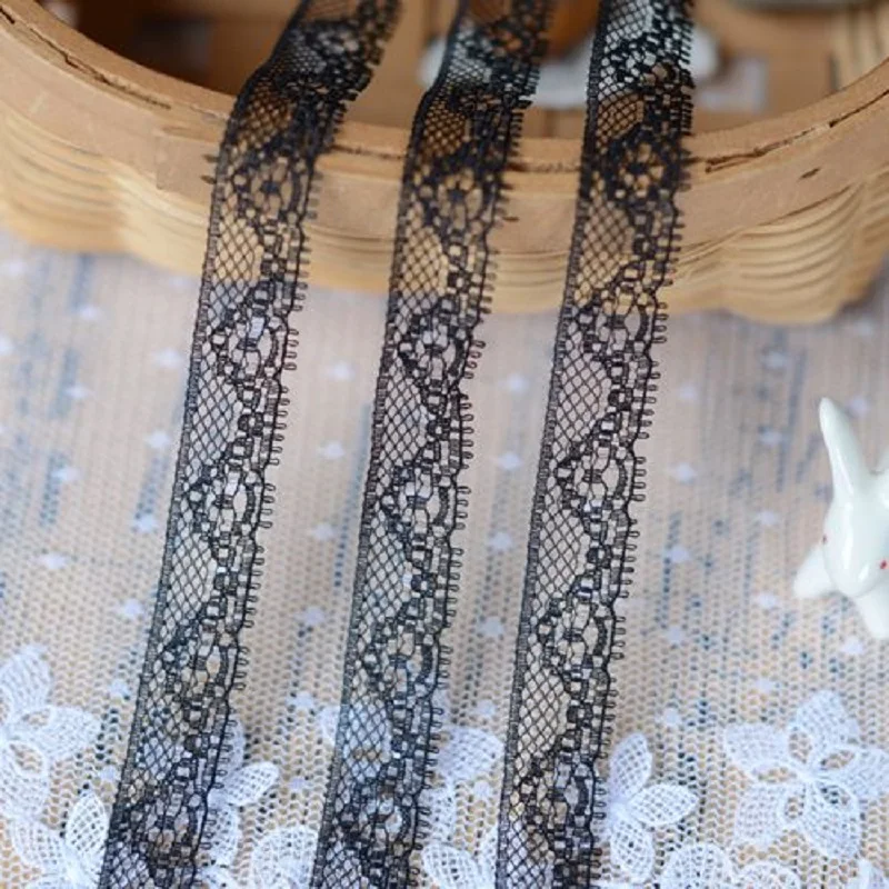 

2018 hot sale lace accessories Taiwan silky black lace flower edge 1.2 cm wide