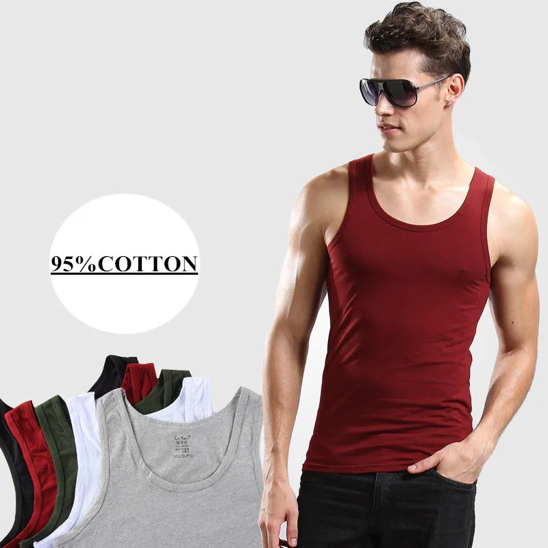 95% Cotton Men's Undershirts vest underwear fashion brand men sexy Mens Sleeveless Top Male Muscle Vest Bottoming Shirt | Мужская