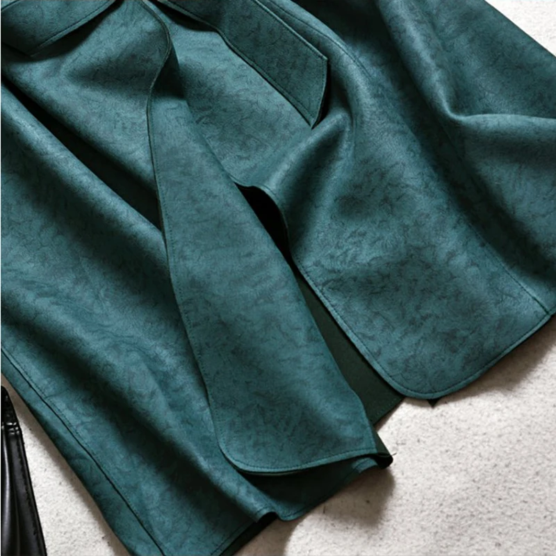 2019 женское замшевое пальто осенне зимнее модная Длинная ветровка женская