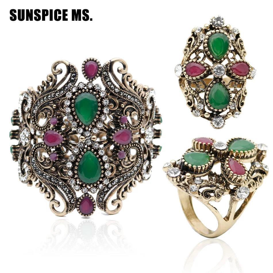 Модный женский роскошный браслет манжета кольцо ювелирные наборы антикварные