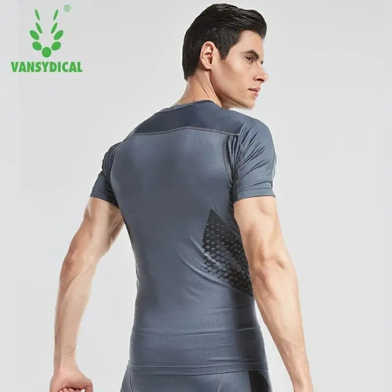 

Vansydical Short Sleeve Compression Shirt Running Sports Shirts Mens Quick Drying Fitness Training Shirts Running Gym Tops Men