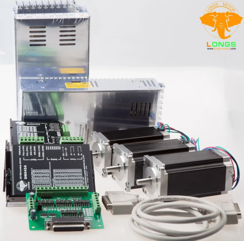 Шаговый двигатель 3 оси Nema 23 23HS9442 2.8N.M 435 oz. in 4.2A+ Драйвер DM542A CNC мельница LONGS мотор