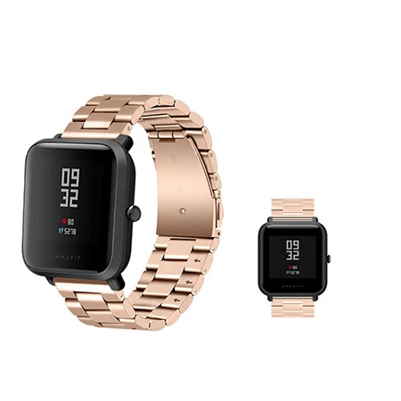 Rose Gold 20 мм ремешок для часов из нержавеющей стали для Xiaomi Huami Amazfit Youth Bip Lite Смарт-часы Металлические сменные полосы для Amazfit GTS - Color: Rose Gold
