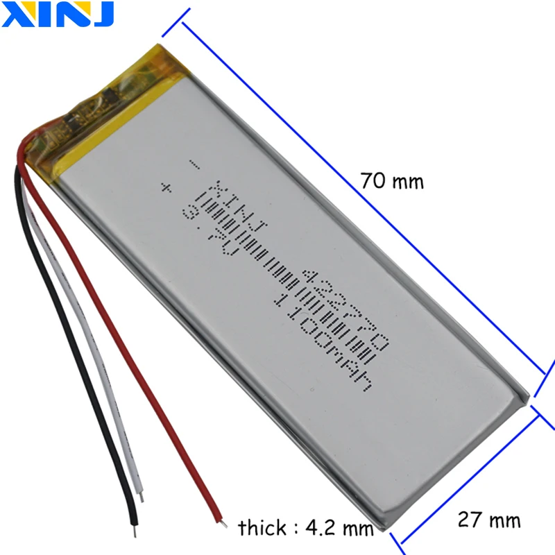 XINJ 3 7 V 1100mAh провода термистора полимерная литий литиевая батарея 422770 для телефона