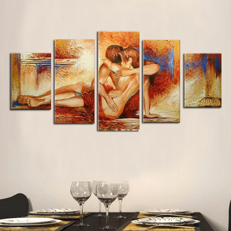 Обнаженная телесная пара любовь обнимает художественный холст искусство