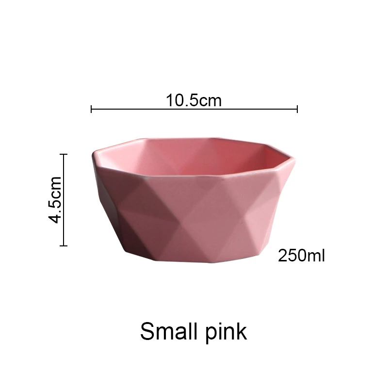 small pink Керамическая Салатница, посуда с алмазным краем, суповые чаши, простая и креативная салатная миска геометрической формы Akuhome - Цвет: small pink