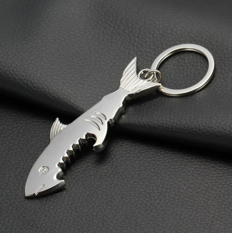 

Creative Shark Shaped Bottle Opener Keychain shaped zinc alloy Key Ring Beer Bottle Opener 20pcs/lot