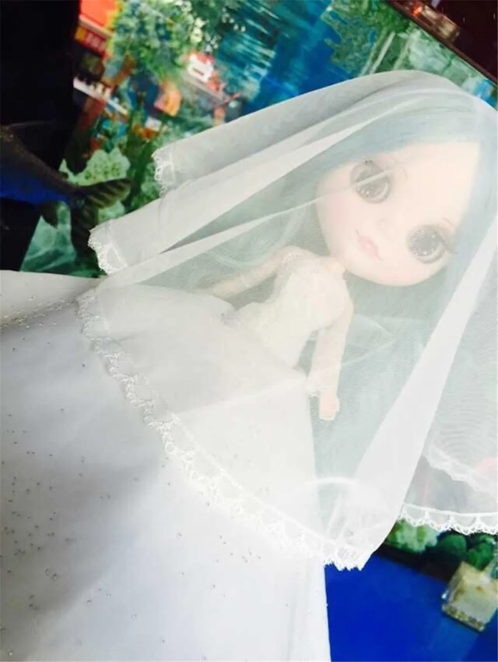 Blyth ледяной свадебное платье чисто белое платье с вуалью