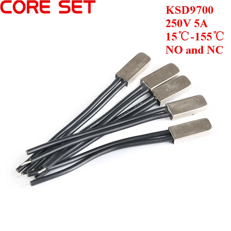 5 шт. KSD9700 250V 5A 40~ 105 градусов биметаллический дисковый Температура переключателя нормально закрытый термостат Термальность протектор