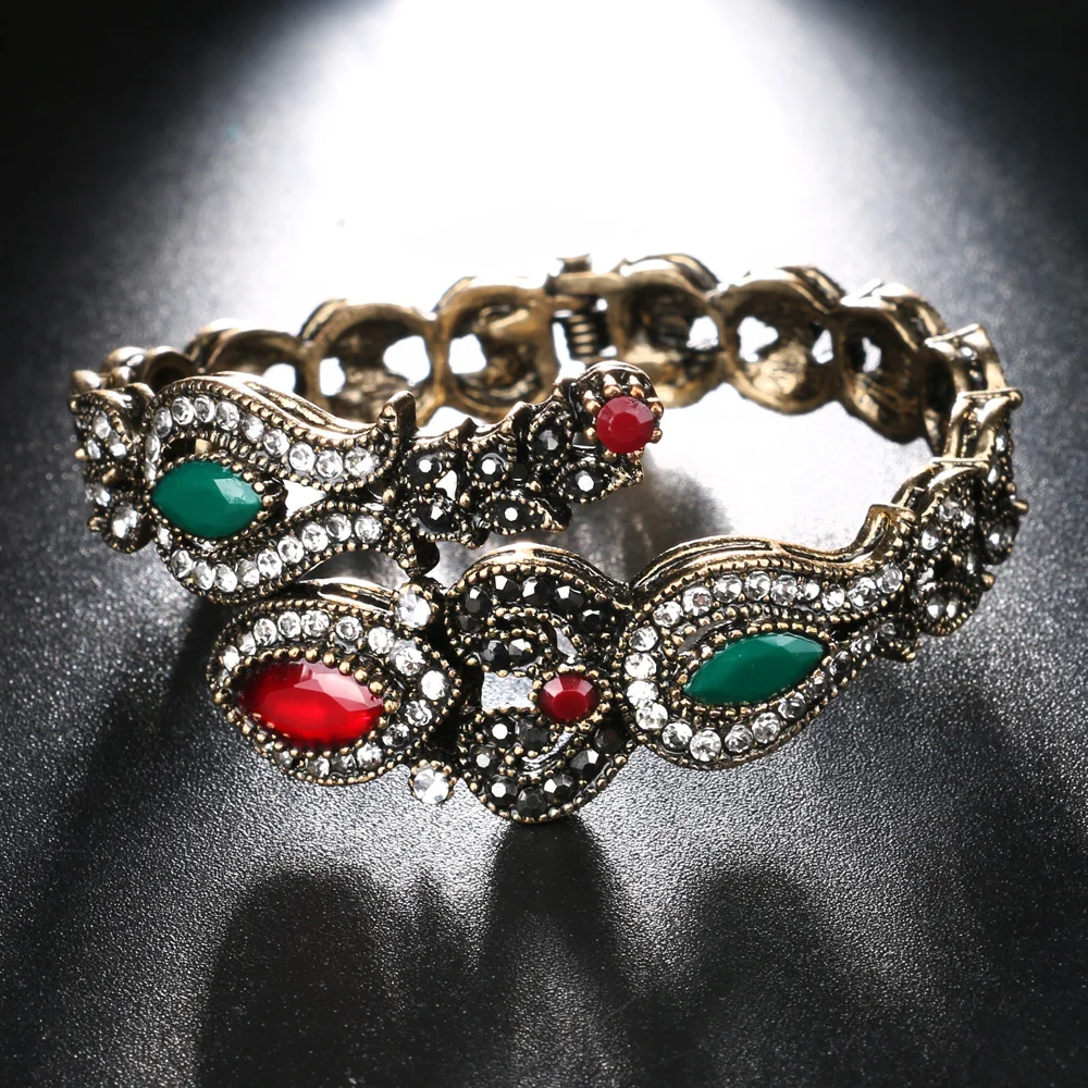 Уникальный браслет Kinel с кристаллами и цветами античные золотые браслеты для