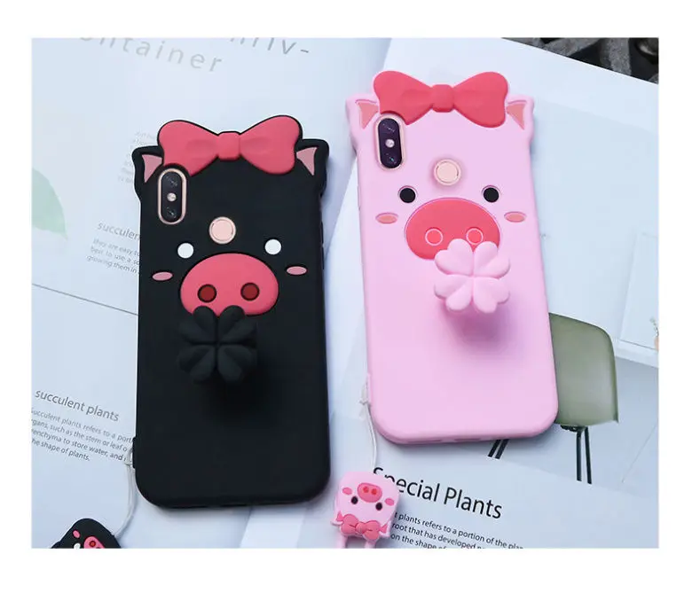 Силиконовый чехол xiaomi mi 9 с 3D рисунком милой свиньи, силиконовое кольцо с чехол для телефона со шнуром для xiaomi mi 9 чехол, Fundas coque