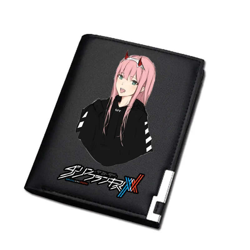 Женское портмоне DARLING in the FRANXX, короткий кошелек из искусственной кожи, ноль, два удостоверения личности, держатель для карт, мультяшная сумка для денег, для девочек, Carteira