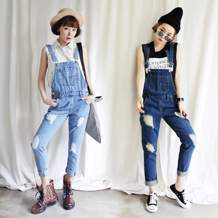 Женский джинсовый комбинезон на бретелях-спагетти | Женская одежда