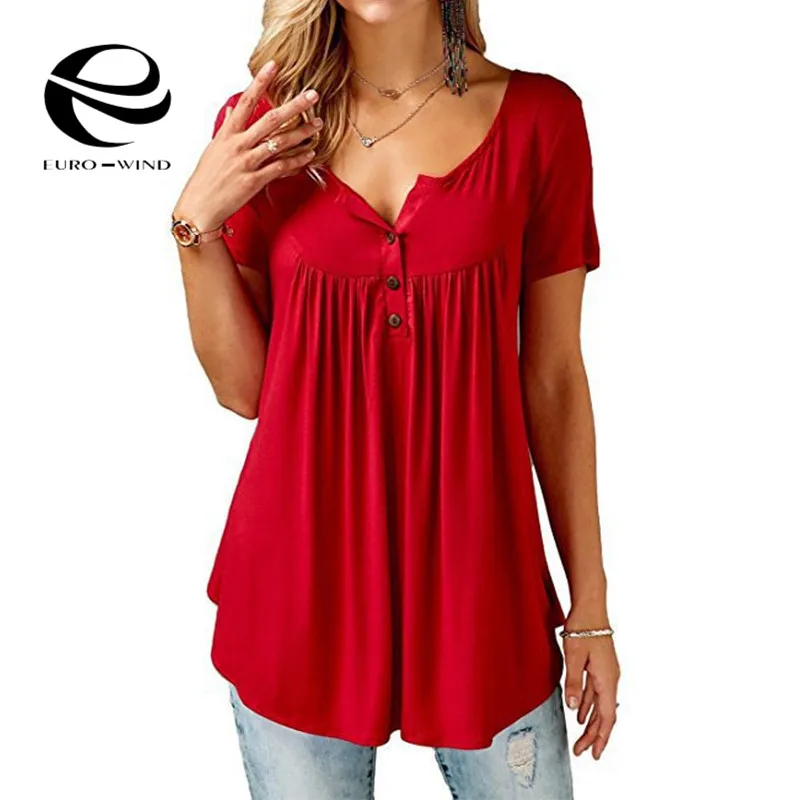 Футболка размера плюс 5XL, Женская длинная Плиссированная футболка, Blusas, летний топ, футболки, рубашка, свободные, Femme Camisas Mujer, повседневные женские одноцветные Топы