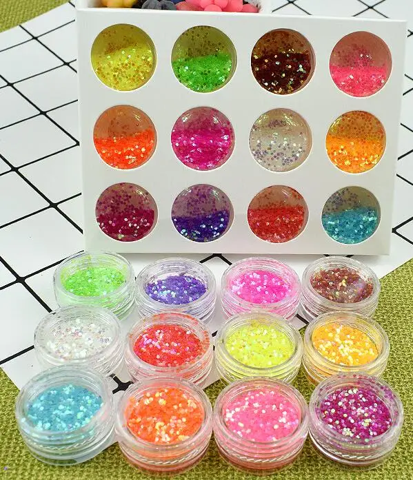 glitter sequins 12 комплектов смешанный Круг Круглый голографический дизайн ногтей. Набор 20! Перемешанный блеск жемчуг, фимо-трости, бриллиант, звезда, фея пыль, Шестигранник - Цвет: glitter sequins