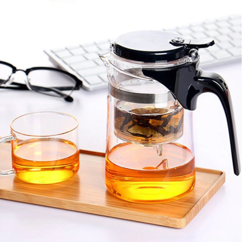 One Button Filter Convenient Teapot High Quality Heat Resistant Glass Teapots Indoor Office Puer Coffee Teaware with Strainer | Дом и сад