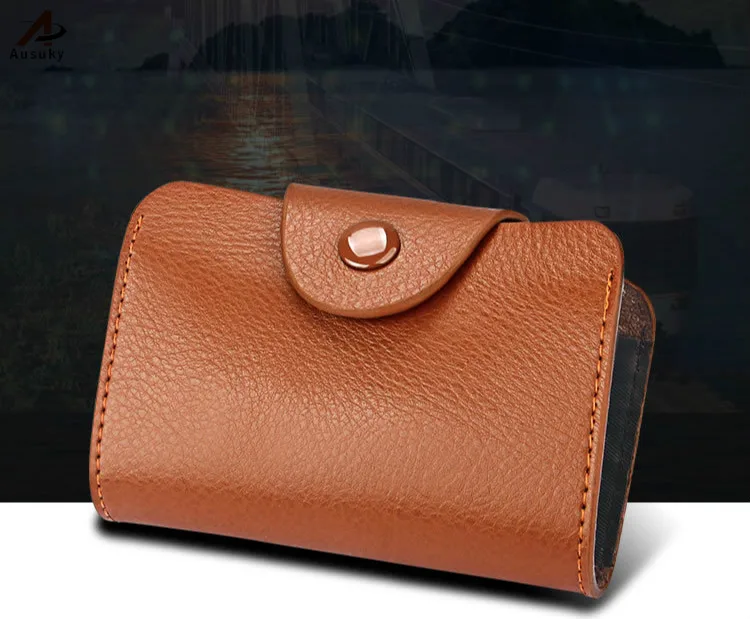 Модный кошелек из натуральной кожи для мужчин и женщин кредитница с кармашком