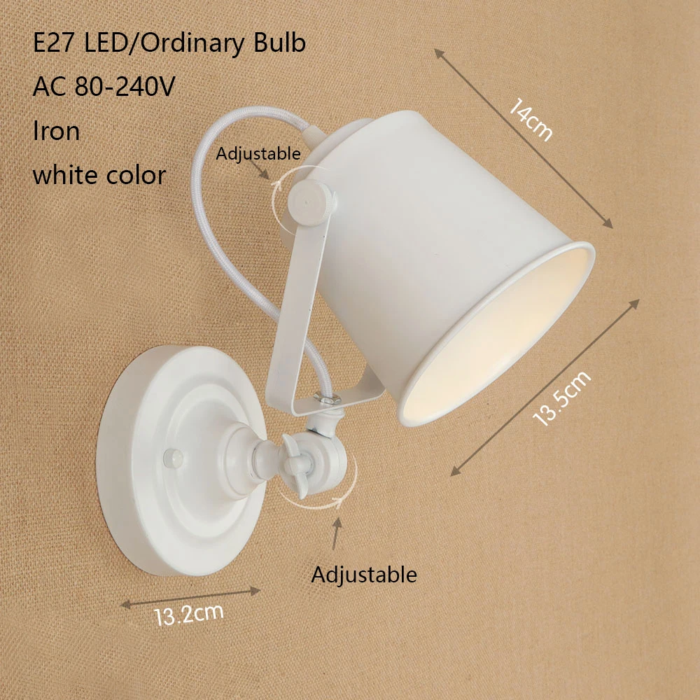 Loft Industrial colorful wall mounted lamp adjustable E27 220V led iron metal free ajust for living room bed bar decorative | Лампы и