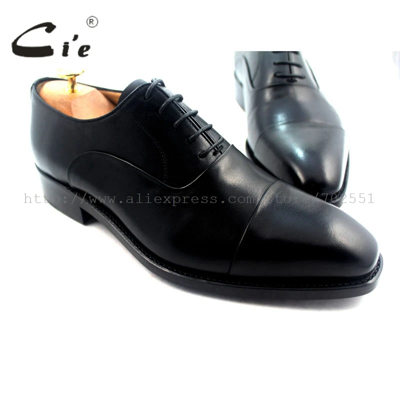 

cie Square Cap Toe Handmade Full Grain Calf Leather Business Shoes Men Oxford Shoe Solid Black Goodyear Welted Elegant shoeOX216