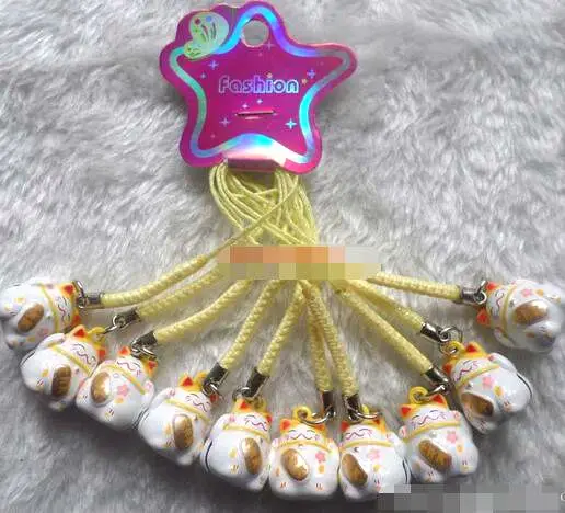 A Новинка 20 шт с изображением из мультфильма Lucky Cat Bells шнурок для сотового телефона на ремешке Брелоки для ключей DIY аксессуары для изготовления ювелирных изделий Ty-158 - Цвет: A